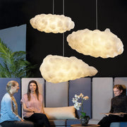 lampe suspendue nuage contemporain semi transparente couleur blanc beige violet gris rose