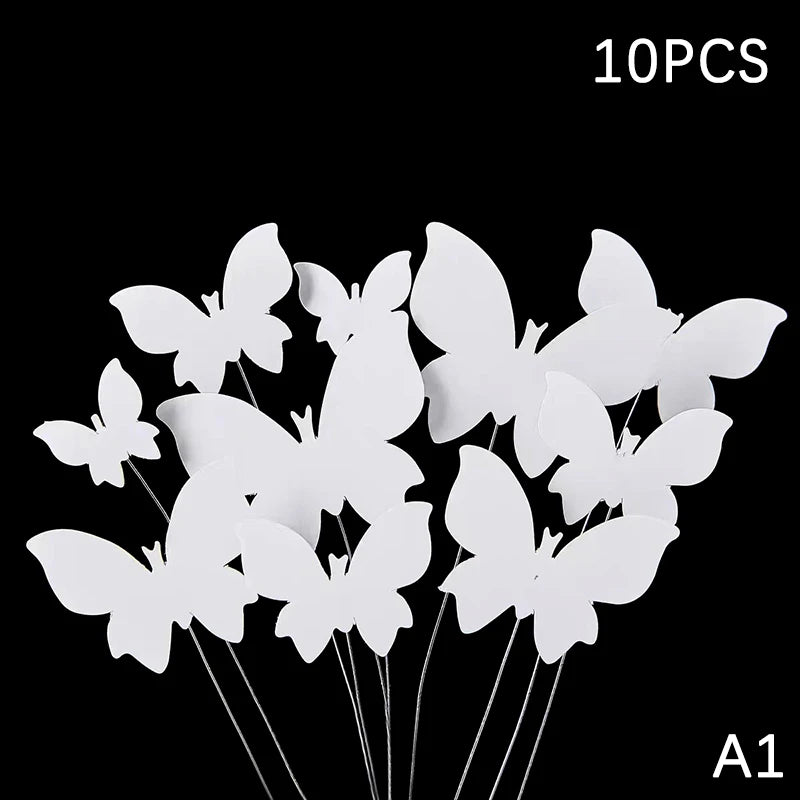 décoration gâteau papillon doré clips festif anniversaire transparent rose blanc