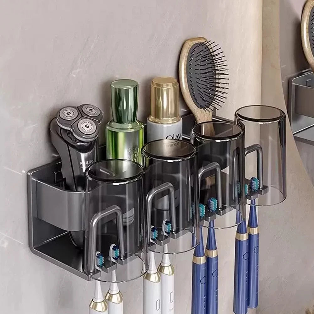 porte brosses dents cosmétiques transparent blanc gris moderne pratique adhésif salon brosses flacons tasses