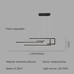 suspension lumineuse moderne rectangulaire noir doré éclairage led réglable chambre salon