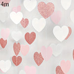 guirlande coeurs blanc rose pailleté mariage fiançailles décoration saint valentin festive papier