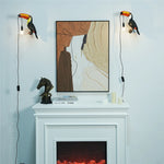 lampe oiseau toucan résine led moderne noir orange jaune blanc éclairage mur applique chambre