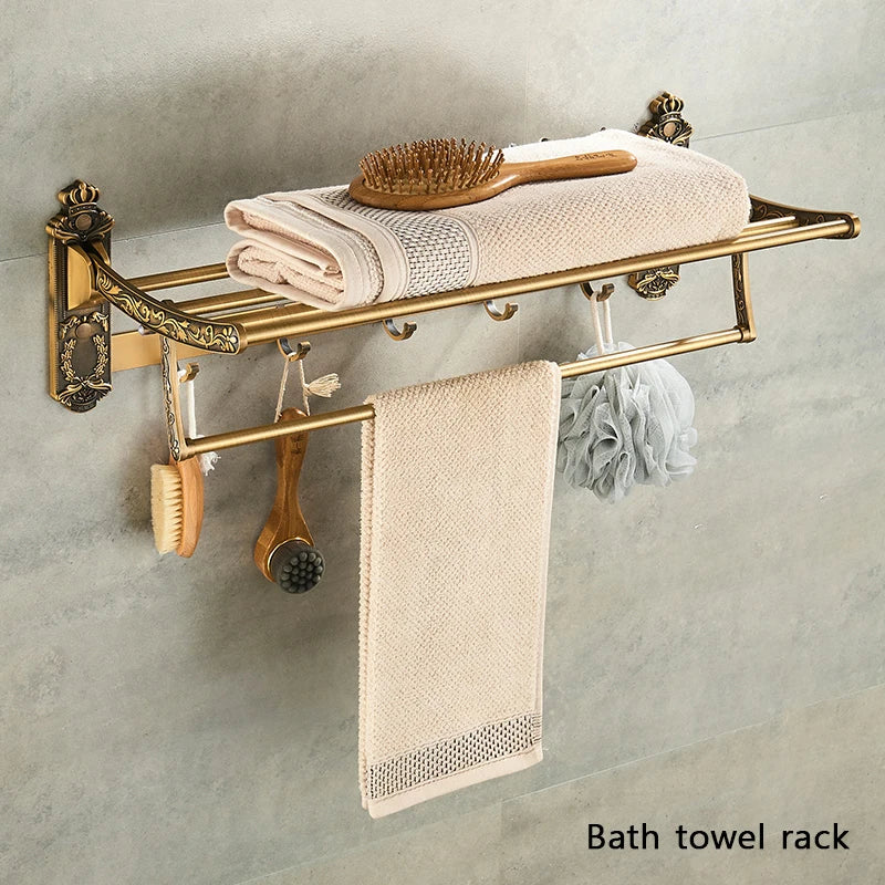 accessoires salle bain doré ornements floraux finition brillante classique porte savon porte gobelet porte