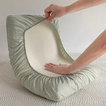 taies d'oreiller coton vert clair rayures horizontales moderne 48x74cm 40x60cm 30x50cm respectueux environnement non