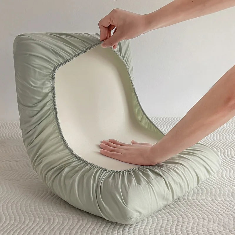 taies d'oreiller coton vert clair rayures horizontales moderne 48x74cm 40x60cm 30x50cm respectueux environnement non