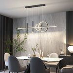 suspension lumineuse moderne minimaliste noir doré circulaire lisse led sources 10 15mètres carrés
