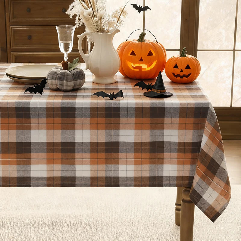 nappe table carreaux vintage marron beige gris classique rustique halloween
