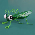 figurine insecte sauterelle verte bleu résine brillante artisanale moderne extérieur décoration jardin