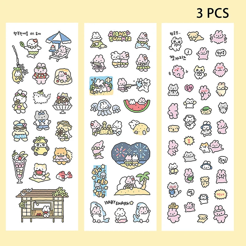 sticker kawaii multicolore dessins animés adhésifs mignons opaques autocollants animauxscriçãopta