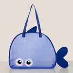 sac plage polyestère réutilisable orange vert bleu noir poisson transparent enfant pelle seau jouets