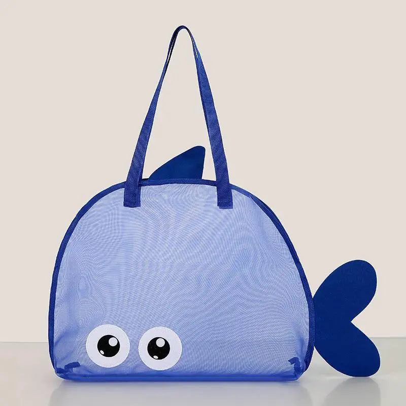 sac plage polyestère réutilisable orange vert bleu noir poisson transparent enfant pelle seau jouets