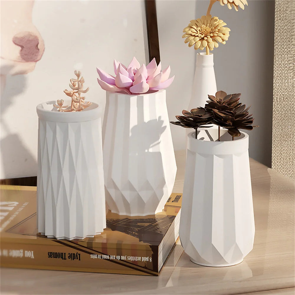 moule silicone géométrique moderne vase blanc minimaliste 100ml 250ml 500ml 50ml