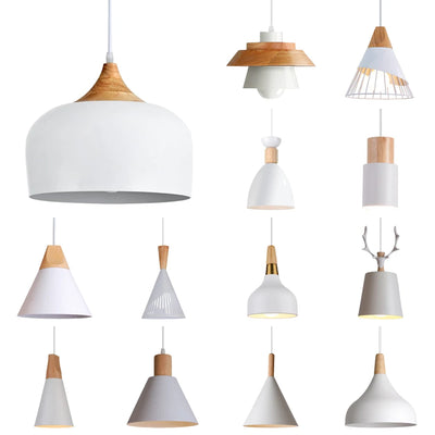 Suspension luminaire cuisine loft moderne en bois nordique vue de face