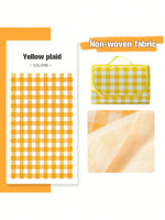 serviette pique nique pliable carreaux blancs moderne orange vert rouge jaune pratique poignées camping