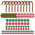bougies flottantes noel transparentes cannes sucre boules rouges vertes blanches