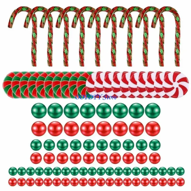 bougies flottantes noel transparentes cannes sucre boules rouges vertes blanches