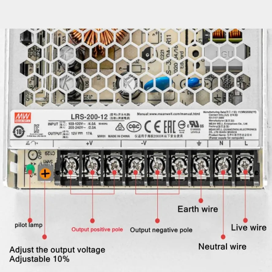 transformateur alimentation électrique ac vers dc bande led intérieur aluminium 12v 24v 48v