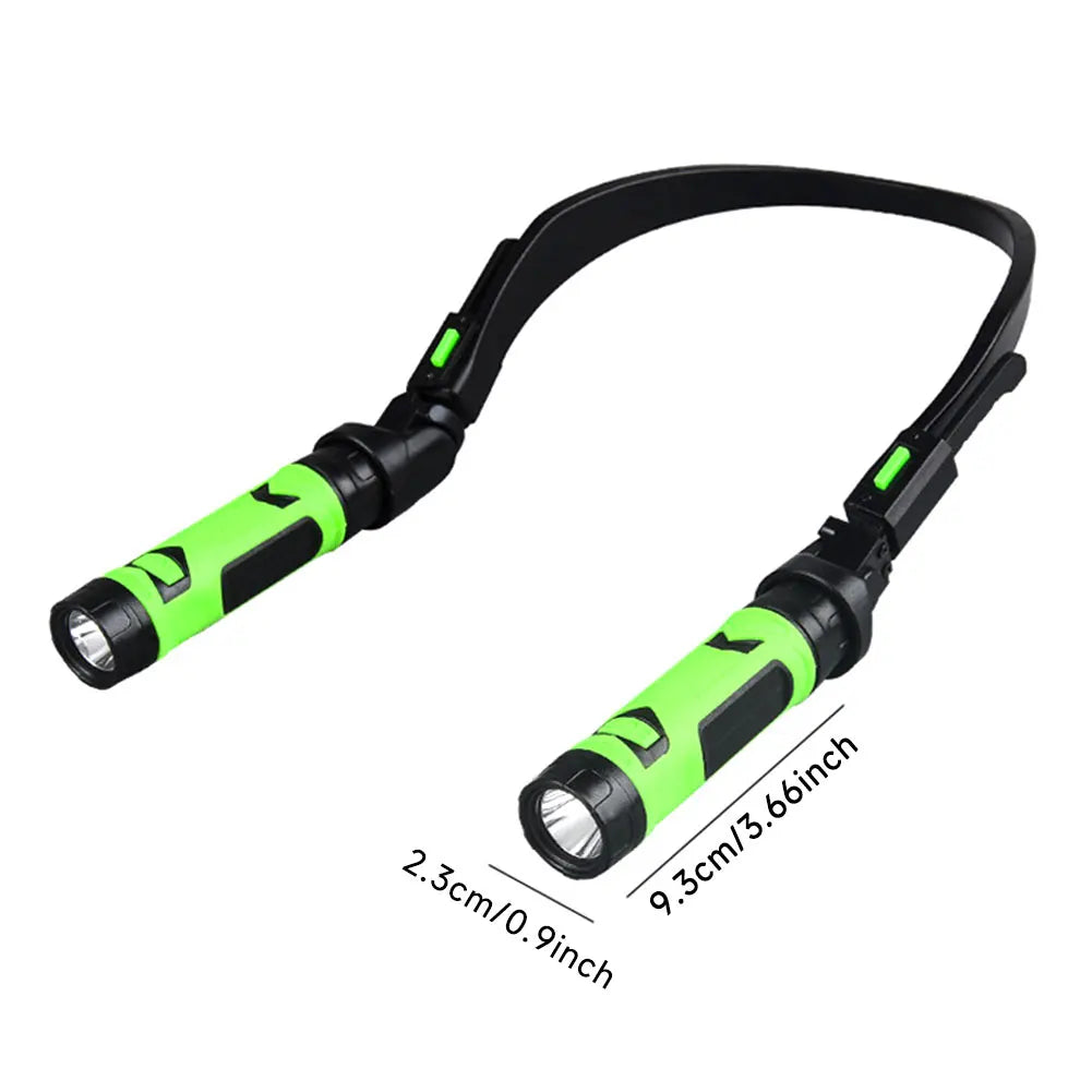 lampe torche portable rechargeable collier vert noir led moderne pratique