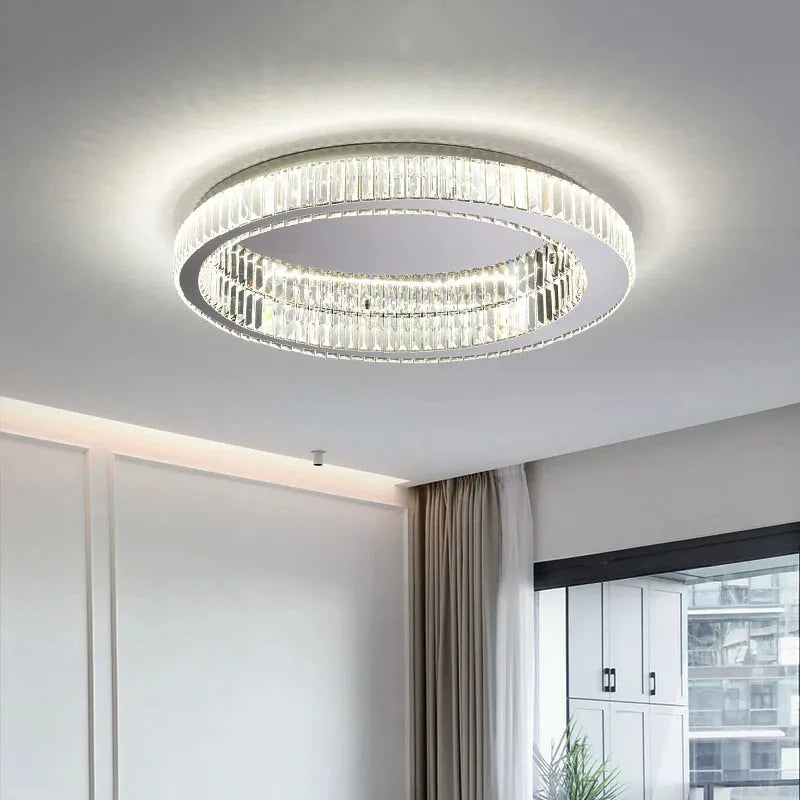 plafonnier led transparent moderne strass brillant diametre 800mm doré