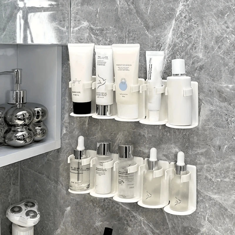 organisateur mural blanc compartiments adhésif moderne rangement étagère salle bain cuisine produits cosmétiques minimalistephoto