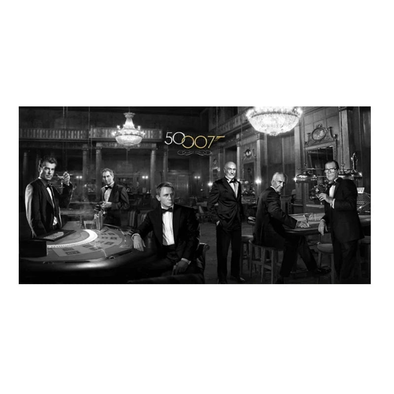 tableau toile cadre doré scène poker noir blanc décoration murale salon maison classique