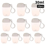 flacon gel hydroalcoolique transparent rose ruban noeud clip moderne rechargeableextérieur