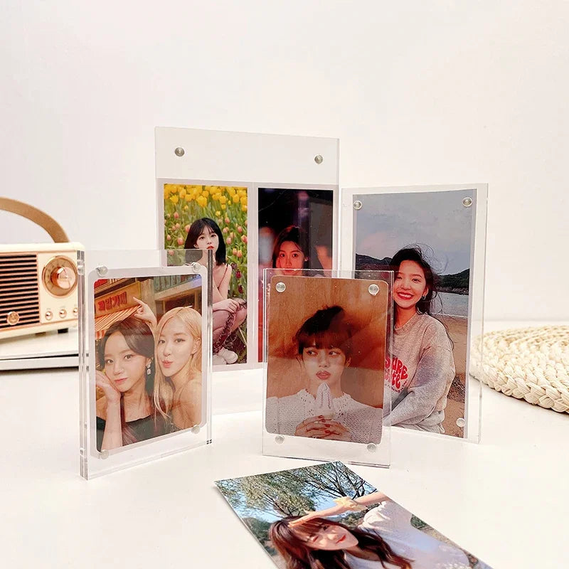 cadre photo transparent moderne acrylique bord arrondi photo stand clips decoration minimaliste
