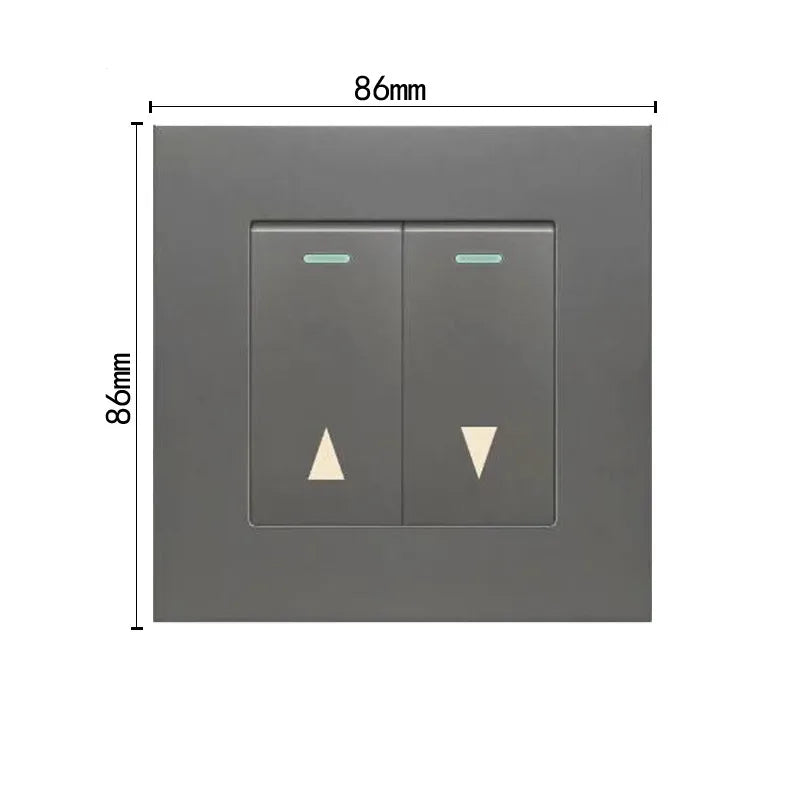 interrupteur rideau blanc gris noir 86mm carré boutons triangles moderne