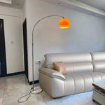 lampe led moderne blanc orange base marbre ampoule arc câble électrique fixation solide contemporain