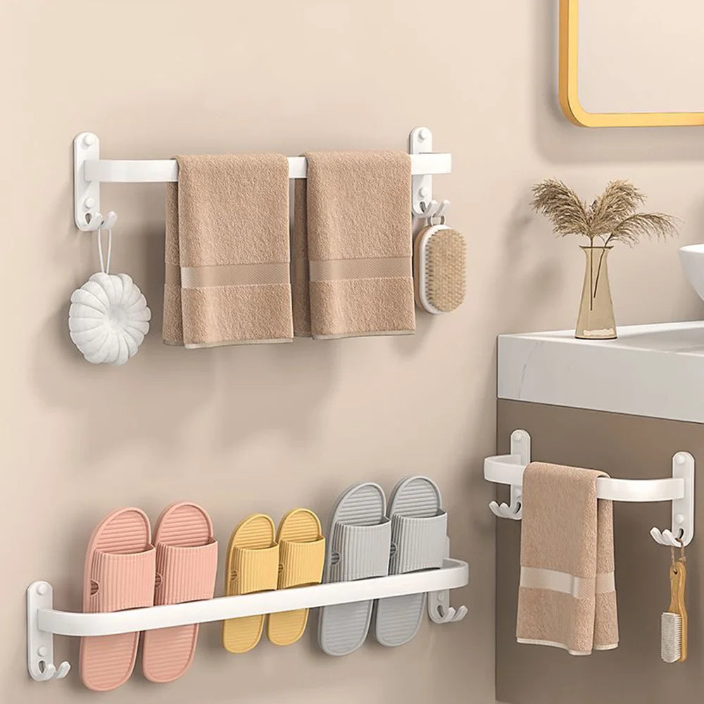 porte serviettes mural blanc moderne aluminium laqué clips trois étages salle bain