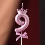 bougies chiffres anniversaire rose glitter couronne piquées decoration festive gâteau