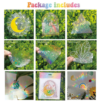 Autocollants Suncatcher arc-en-ciel sur fenêtre ensoleillée