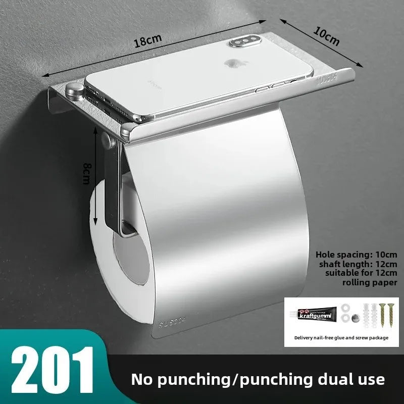 porte rouleau papier toilette acier inoxydable argenté moderne adhésif sans perçage double rouleau support
