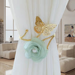 accessoires fenetre sangles rideau papillon fleur blanche dorée élégante transparente