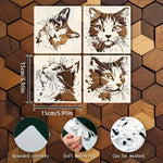 stencils peinture chat blanc marron bleu abstrait adhésif lavable rond