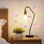 sticker mural nuages étoiles phosphorescent rose bleu vert adhésif chambre enfant moderne