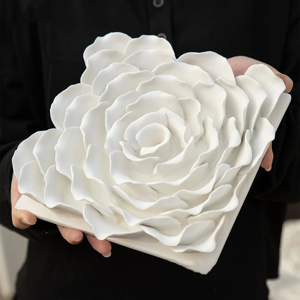 décoration murale plaque blanc relief rose moderne occasionnel fixations invisibles