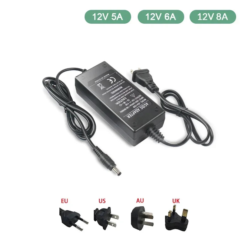 adaptateur secteur alimentation led 12v dc transformateur courant continu ruban lumineux noir