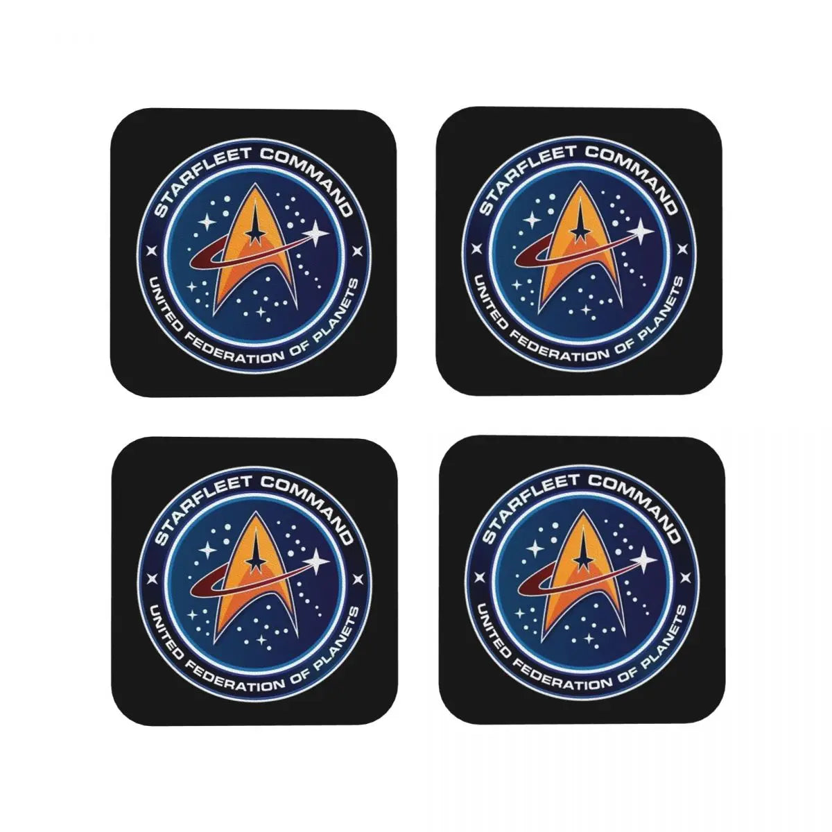 sous verres starfleet command logo étoiles noir antidérapants moderne cuisine restaurant bar