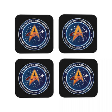 sous verres starfleet command logo étoiles noir antidérapants moderne cuisine restaurant bar