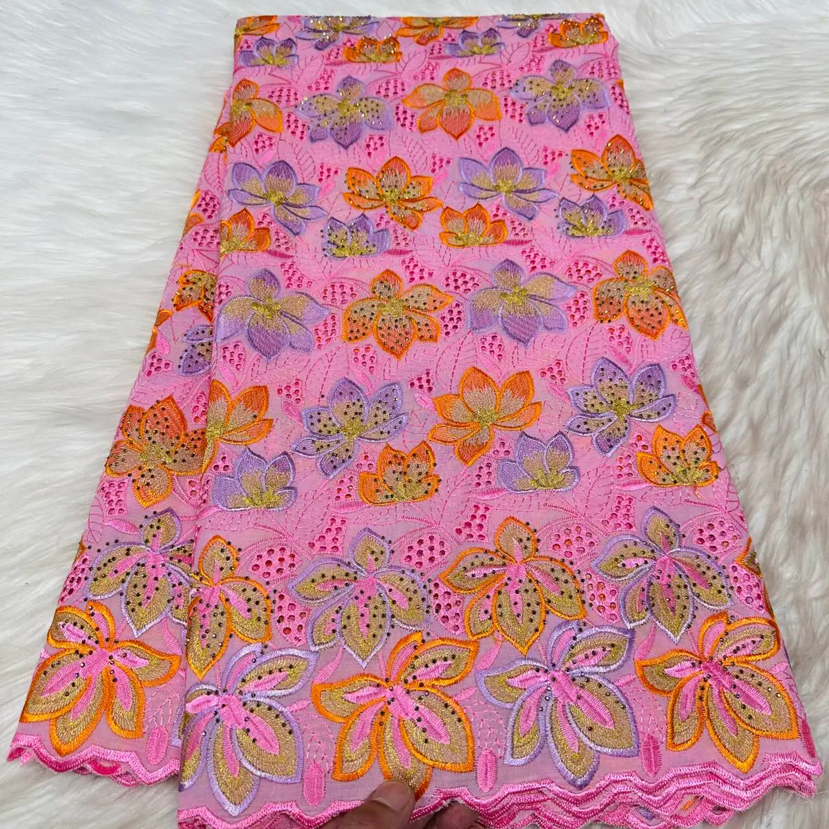 tissu coton voile dentelle broderie strass violet vert rose bleu mariage party