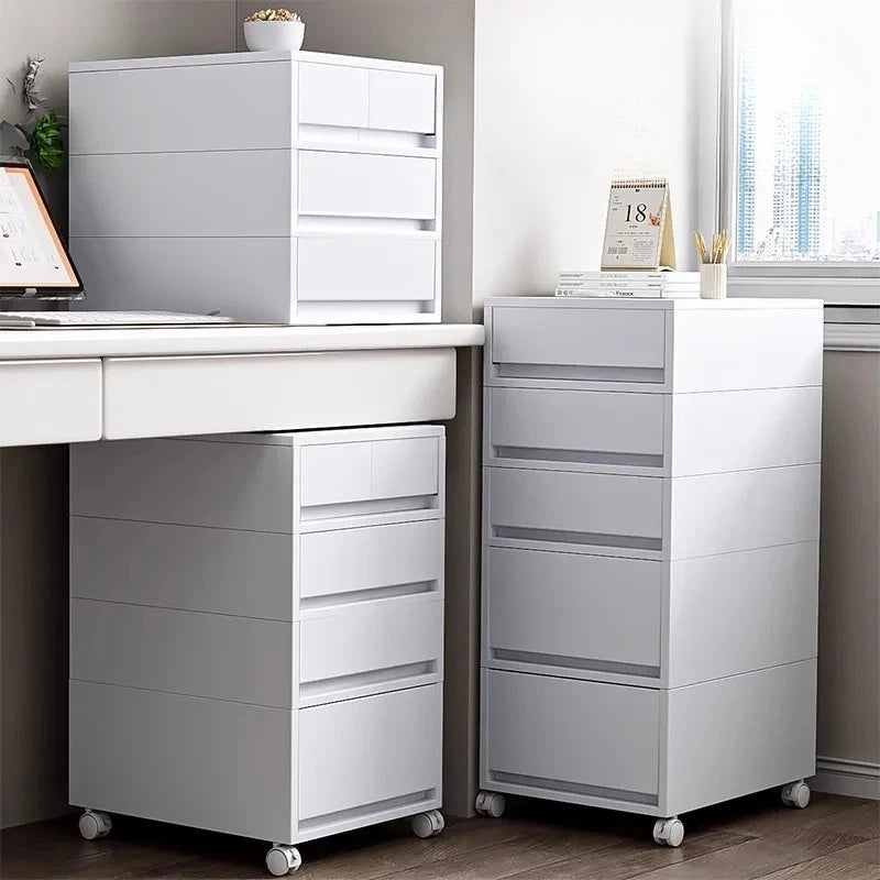 meuble tiroirs mobile moderne gris clair roulettes étages rangement 40L