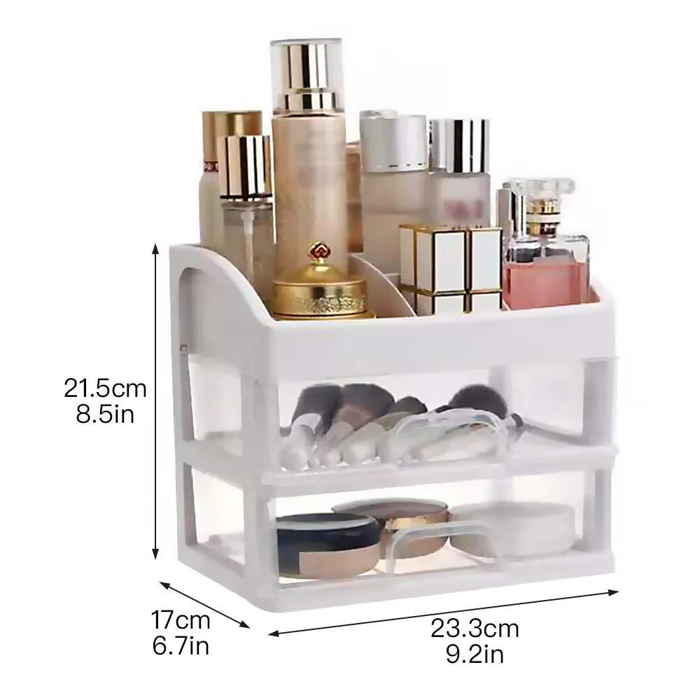 organisateur rangement cosmétiques blanc tiroirs transparents modernes compartments poignées grilles