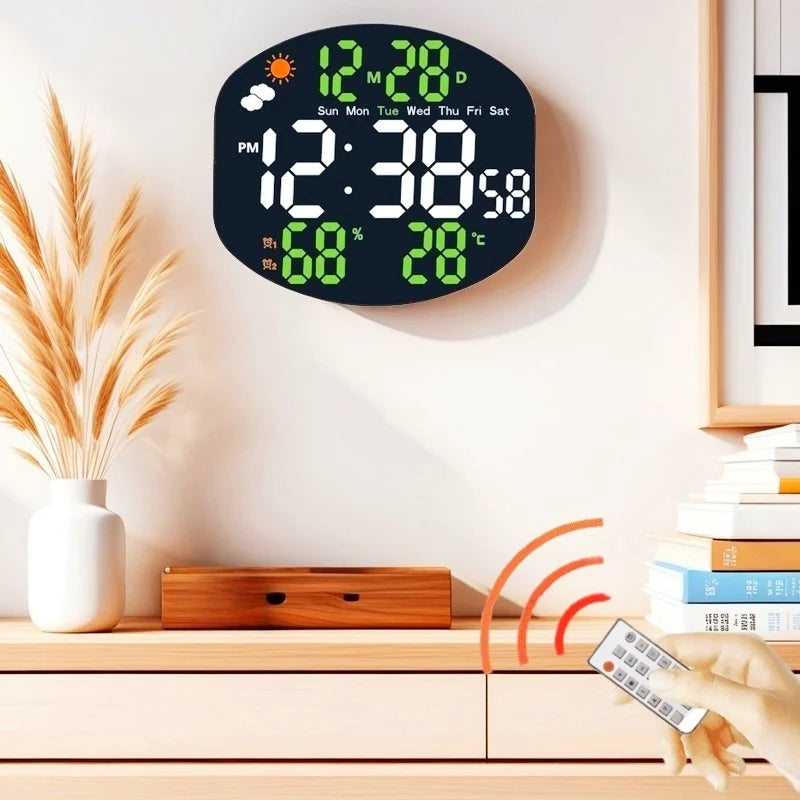 horloge murale multifonctionnelle numérique moderne alarme température calendrier led usb