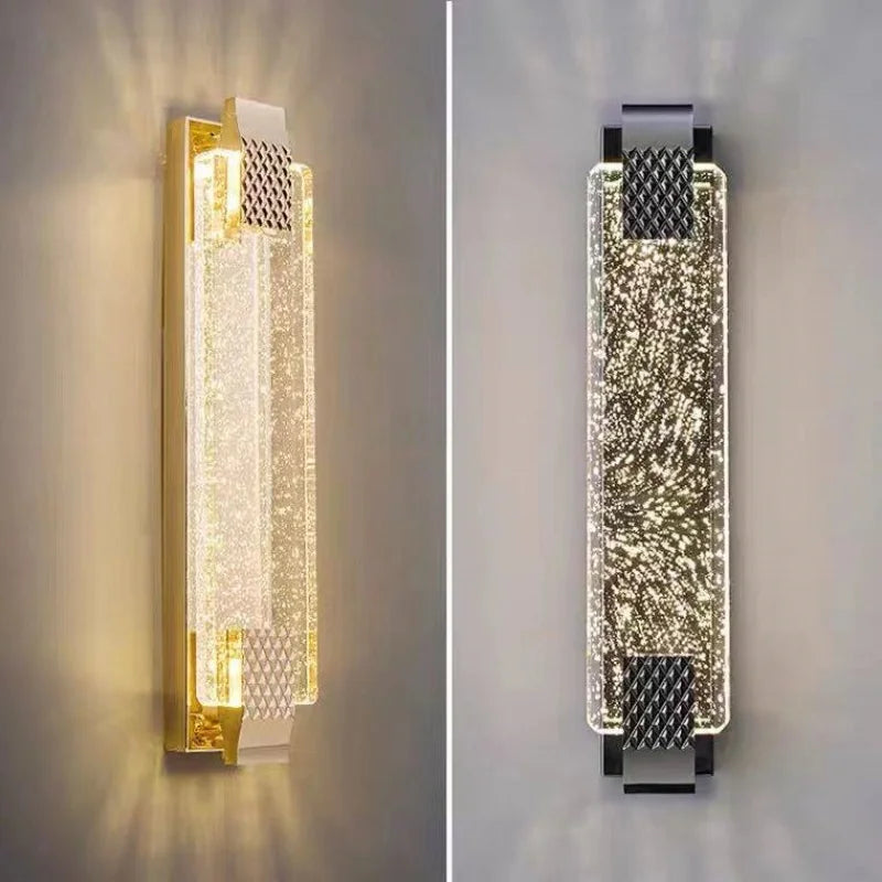 lampe murale moderne or cristal led élégante éclairage ambiance chambre salon