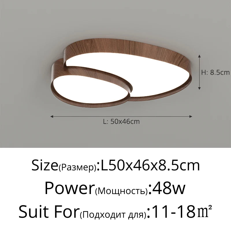 plafonnier moderne minimaliste plusieurs sources lumineuses éclairage blanc bois grainé