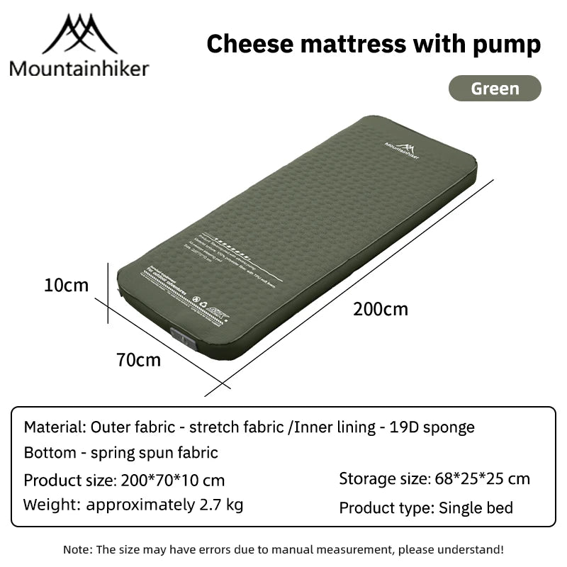 matelas gonflable vert foncé beige moderne pompe intégrée tapis couchage familial portable