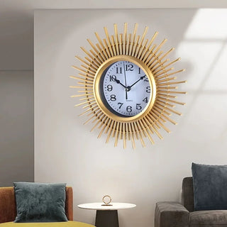 horloge murale décorative or argent bleu étoile motifs abstraits vintage moderne chambre salon