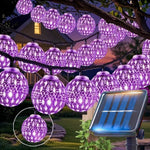 guirlande lumineuse solaire or noir 50 led modes moderne perforée géométrique festive extérieure