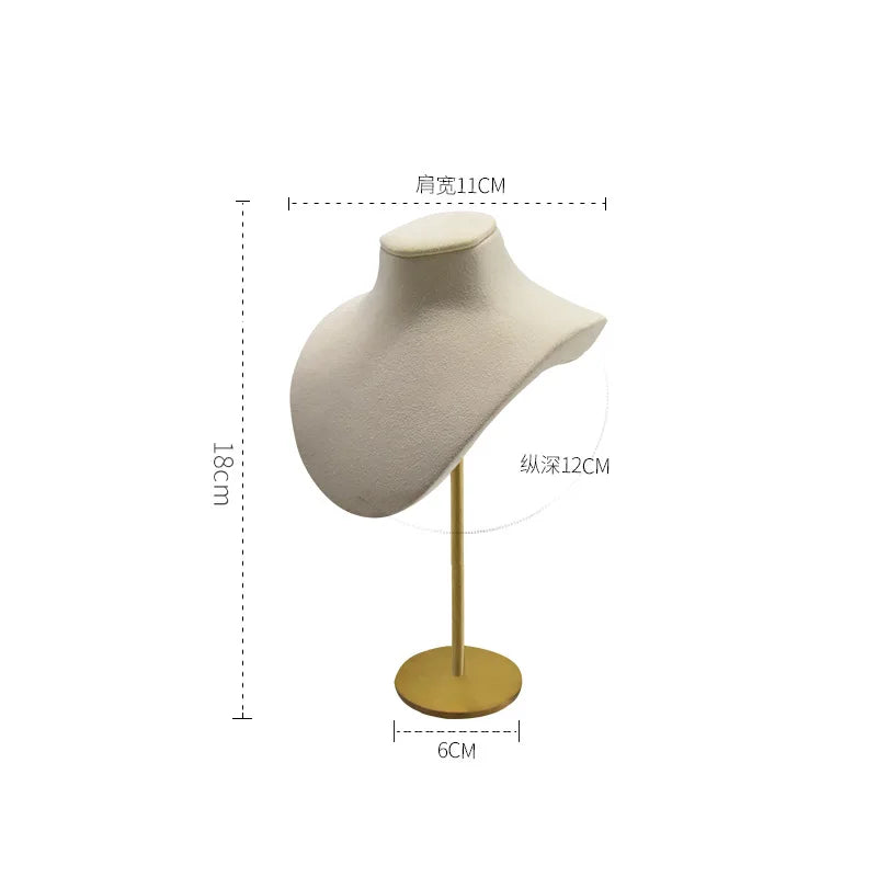 support bijoux velours blanc métal doré présentoir collier bracelet plateau compartimenté organisateur table moderne